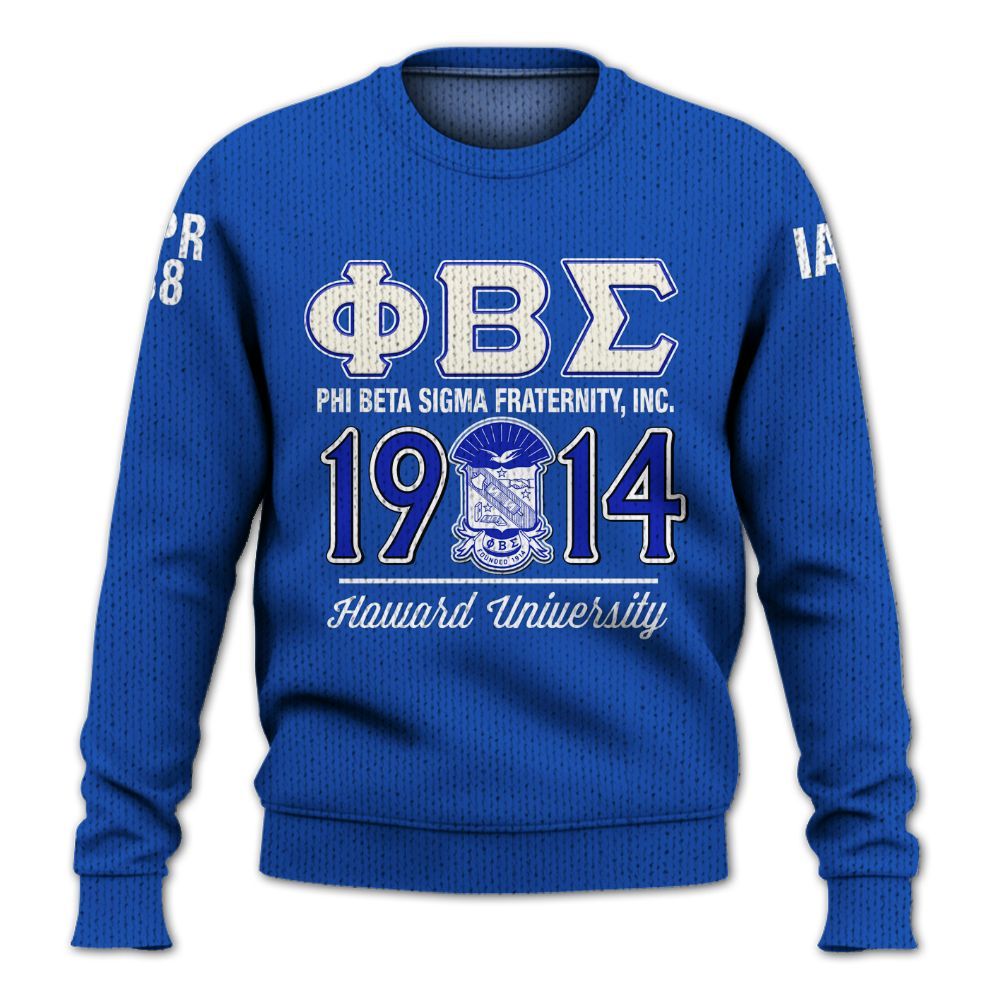 Ireishprint ΦΒΣ Custom Probate Line Shirt, Personalized Royal Blue Lettered Fraternity Knitted Sweater