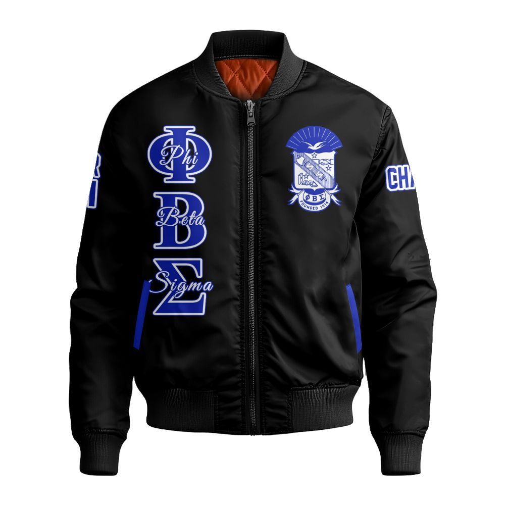 Ireishprint ΦΒΣ Custom Line Crossing Jacket, Personalized Black Line Jacket 1914 Fraternity Bomber Jacket
