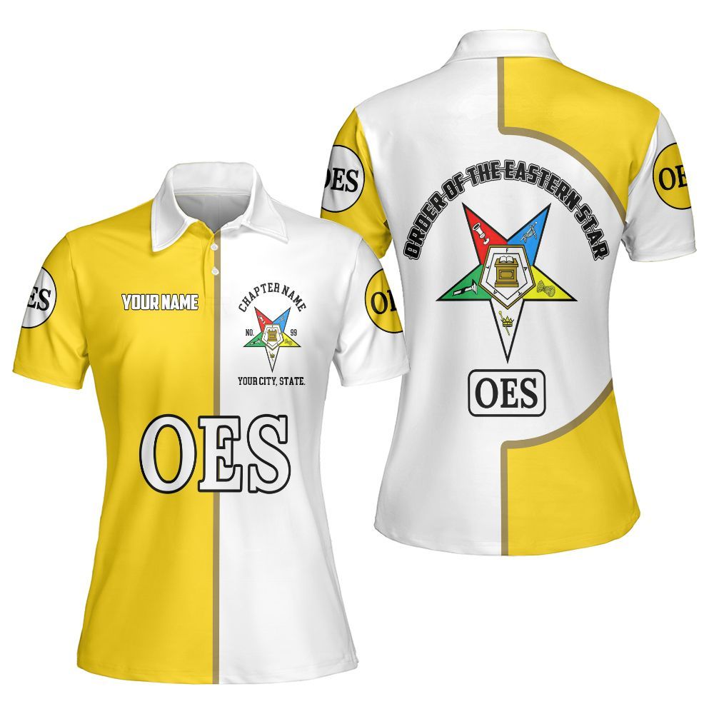 Ireishprint OES Custom Legacy Polo Shirt, Yellow Circle Legacy Style Order Of The Eastern Star OES Polo Shirt Sorority Polo Shirt