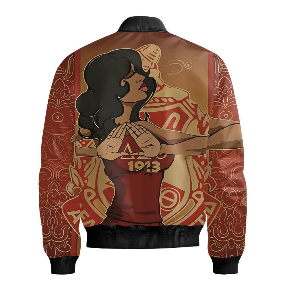 Ireishprint Delta Sigma Theta Shirt, Delta Sigma Theta Woman With Handsign Sorority Bomber Jacket