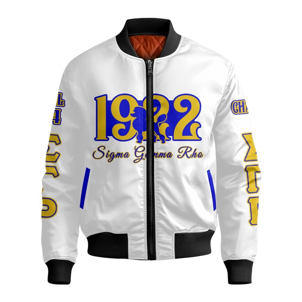 Ireishprint Sigma Gamma Rho Custom Chapter Varsity Jacket, Personalized Sigma Gamma Rho Poodle Varsity Jacket Sorority Bomber Jacket