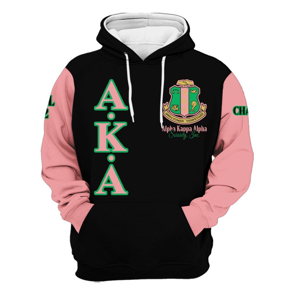 Ireishprint A.K.A Custom Chapter Shirt, Personalized Black Mix Salmon Pink Shirt A.K.A Sorority Hoodie