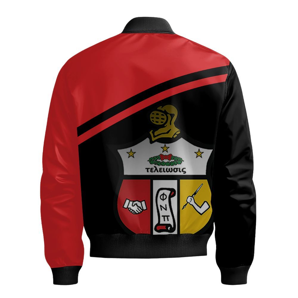 Ireishprint ΚΑΨ Bomber Jacket, Curved Shoulder Style Black Kappa Jacket Since 1911 Fraternity Bomber Jacket