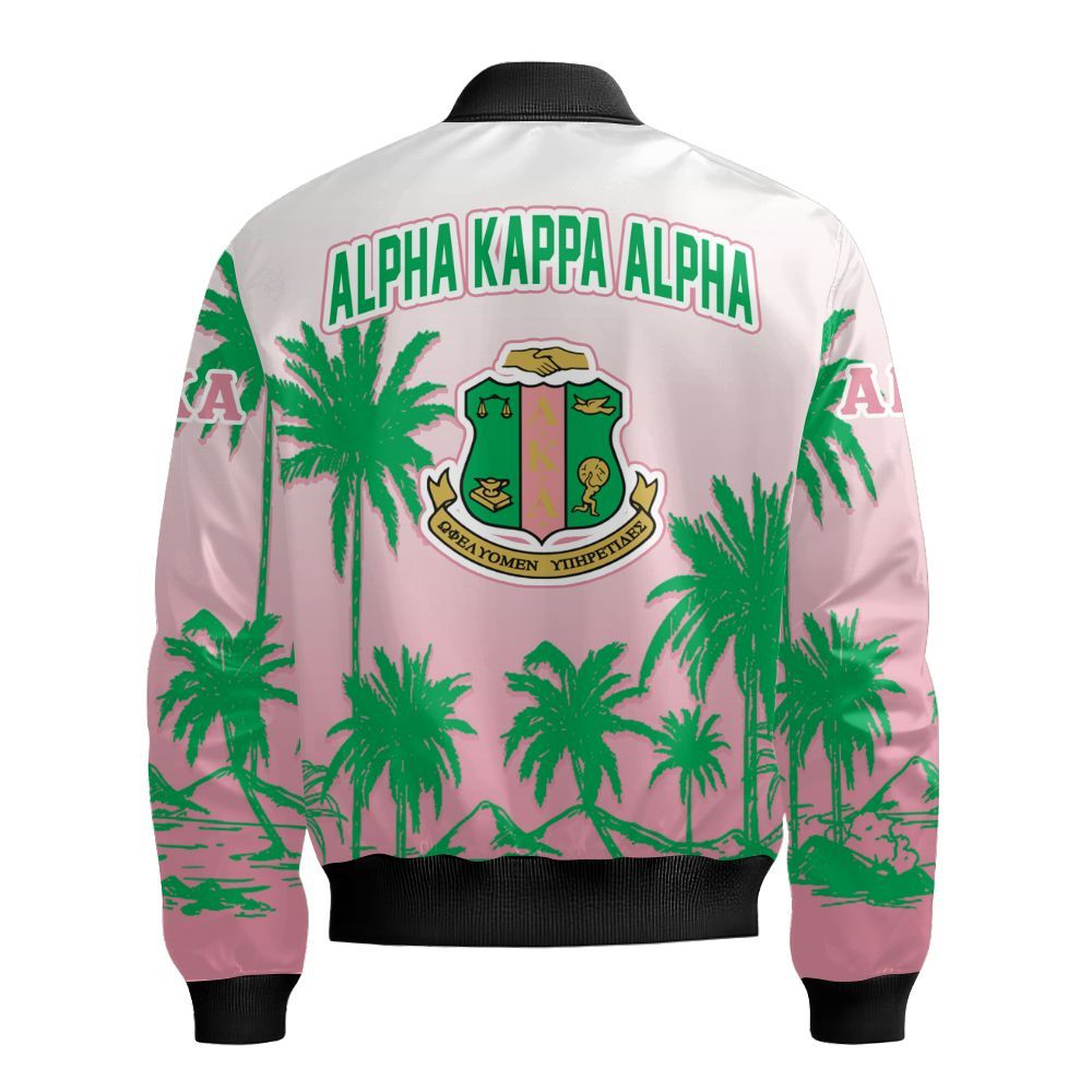 Ireishprint A.K.A Hawaii Shirt, Palm Tree Gradient Hawaii Shirt 1908 Sorority Bomber Jacket