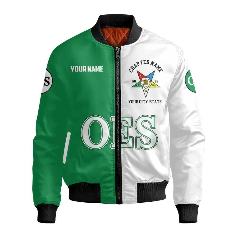 Ireishprint OES Custom Legacy Shirt, Green Circle Legacy Style Order Of The Eastern Star OES Sorority Bomber Jacket