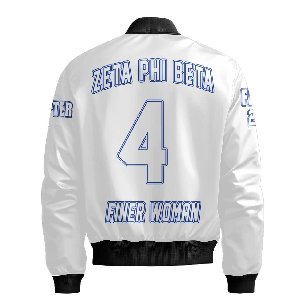 Ireishprint Zeta Phi Beta Custom Chapter Shirt, Personalized White Shirt Zeta Phi Beta Sorority Bomber Jacket