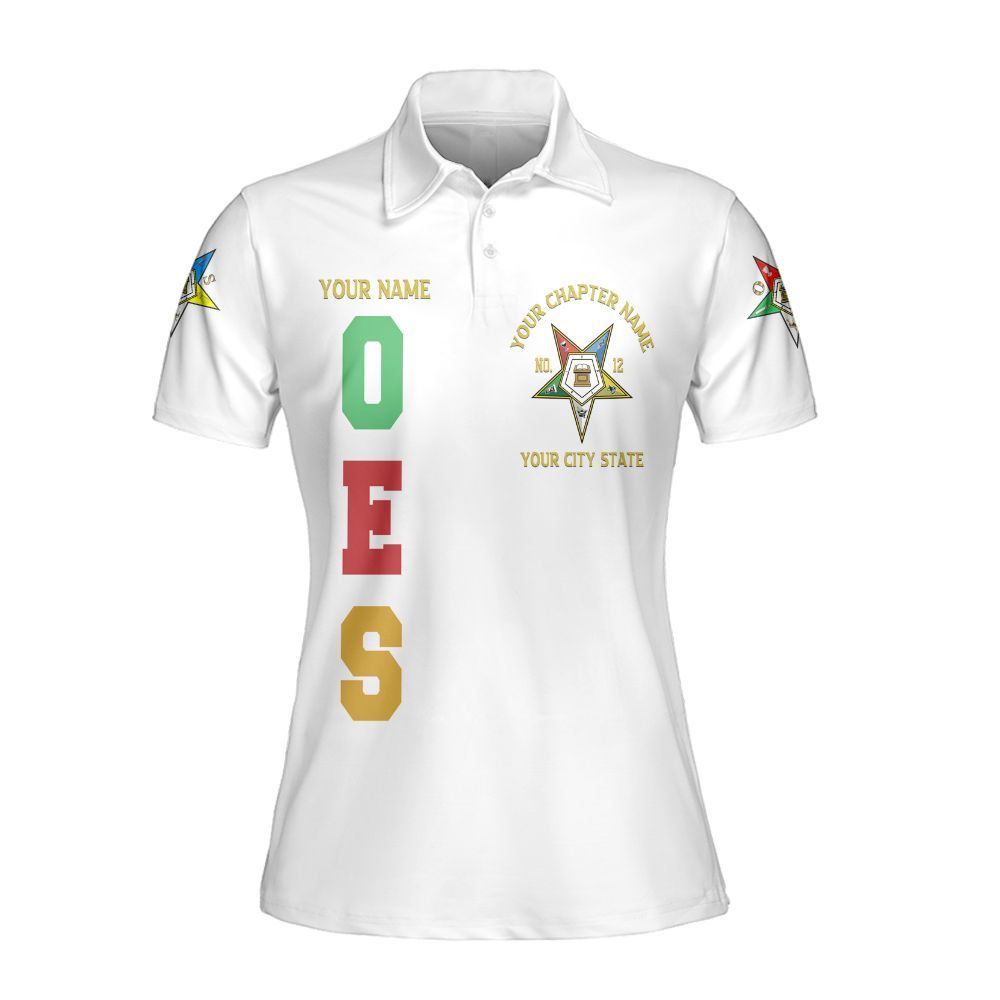 Ireishprint OES Custom Custom Legacy Polo Shirt, Customize Color Block White Order Of The Eastern Star OES Sorority Polo Shirt