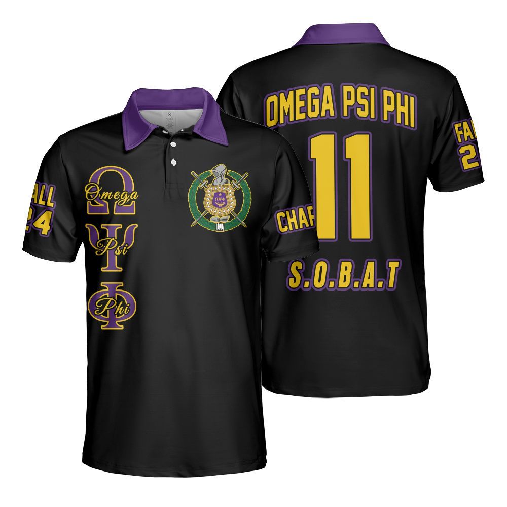 Ireishprint ΩΨΦ Custom Chapter Polo Shirt, Personalized Black Shirt ΩΨΦ Fraternity Polo Shirt