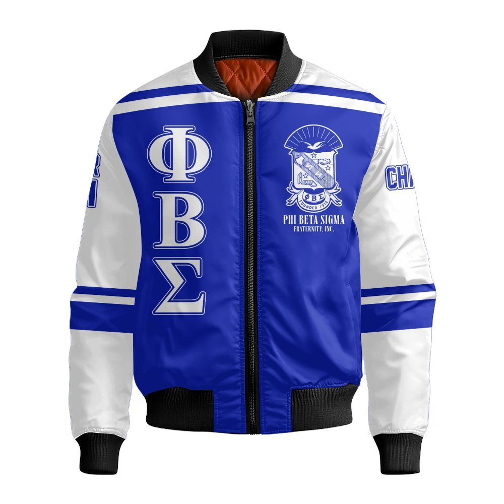 Ireishprint ΦΒΣ Custom Chapter Shirt, Personalized White Sleeves Royal Blue Shirt 1914 Fraternity Bomber Jacket