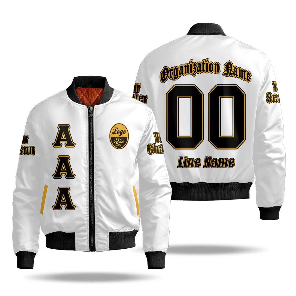 Custom Chapter Bomber Jacket, Alpha Phi Alpha Old Gold White 1906 Fraternity Bomber Jacket