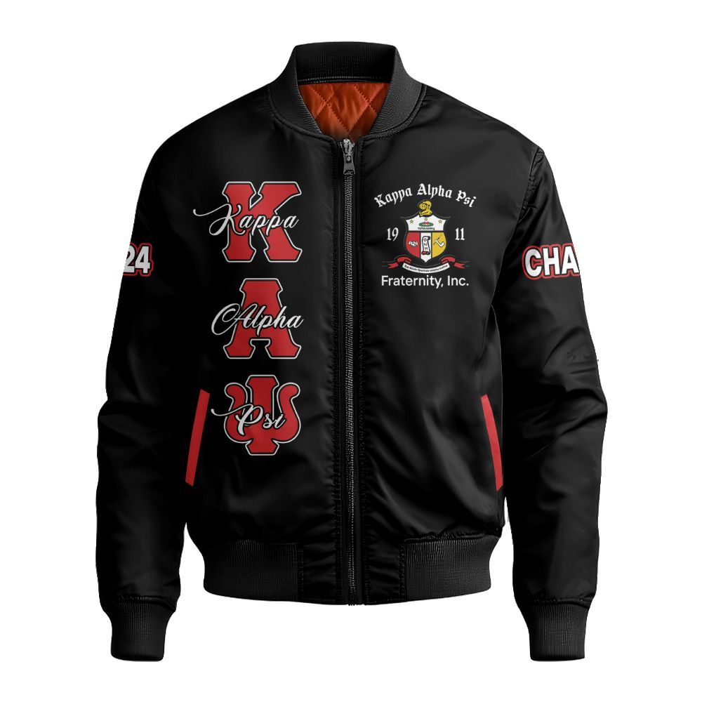 Ireishprint ΚΑΨ Custom Chapter Varsity Jacket, Personalized Black ΚΑΨ Jacket Fraternity Bomber Jacket