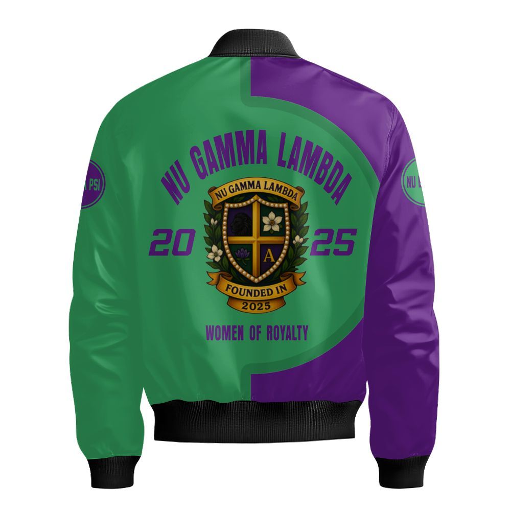 Ireishprint Nu Gamma Lambda Shirt, Kelly Green And Purple Shirt Nu Gamma Lambda Sorority Bomber Jacket