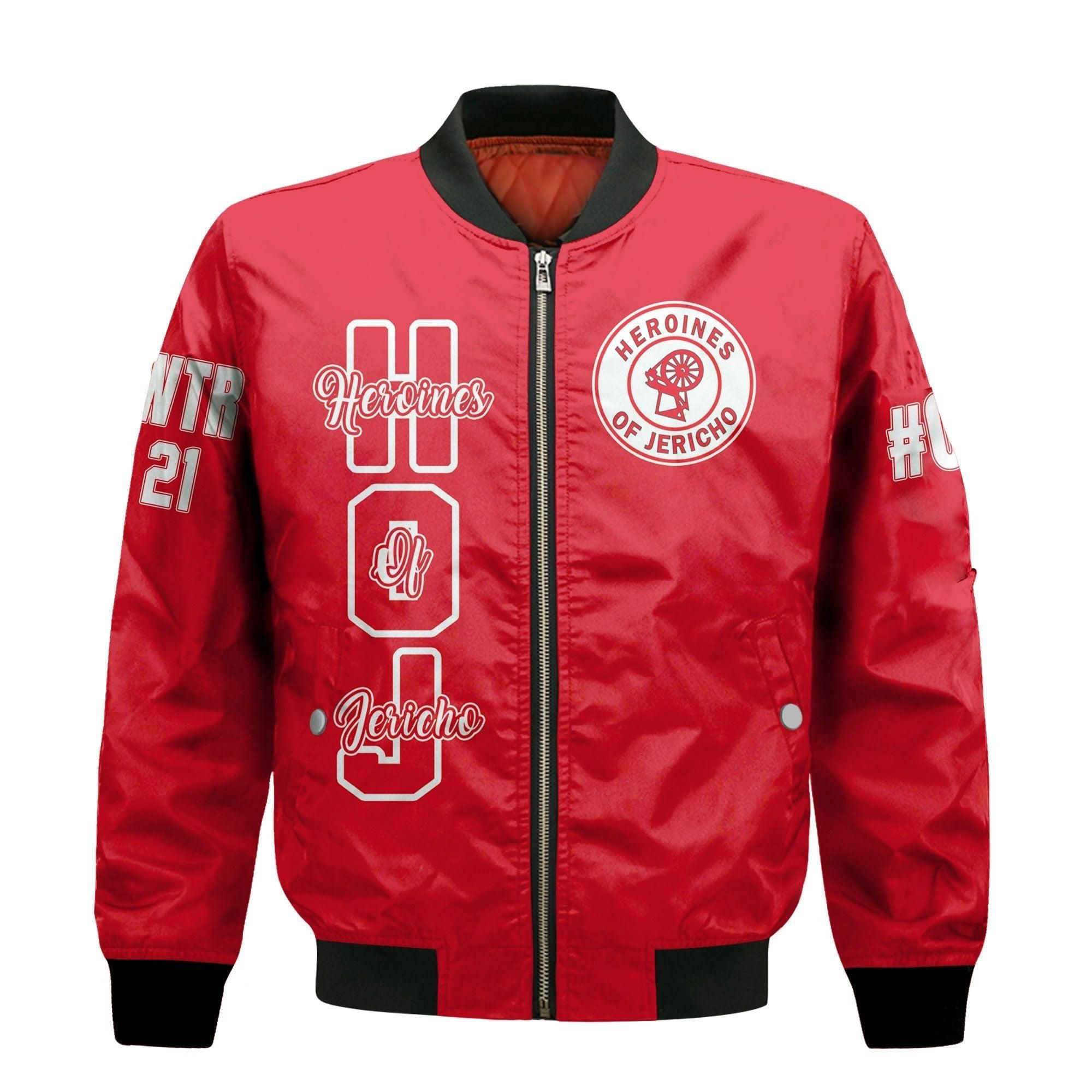 (Custom) Wonder Print Shop Jacket - Heroines Of Jericho Sleeve Zip Bomber Jacket RLT8