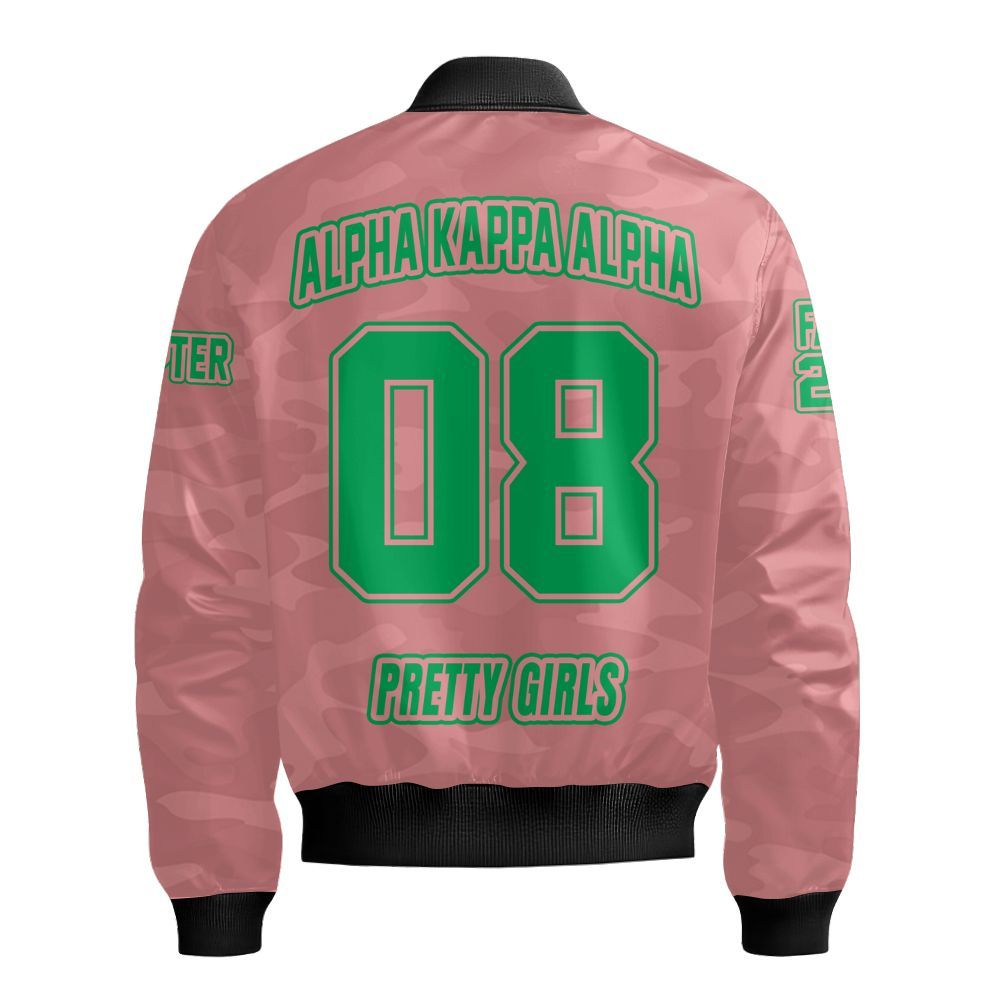 Ireishprint A.K.A Custom Chapter Shirt, Personalized Camo Style Salmon Pink Shirt 1908 Sorority Bomber Jacket
