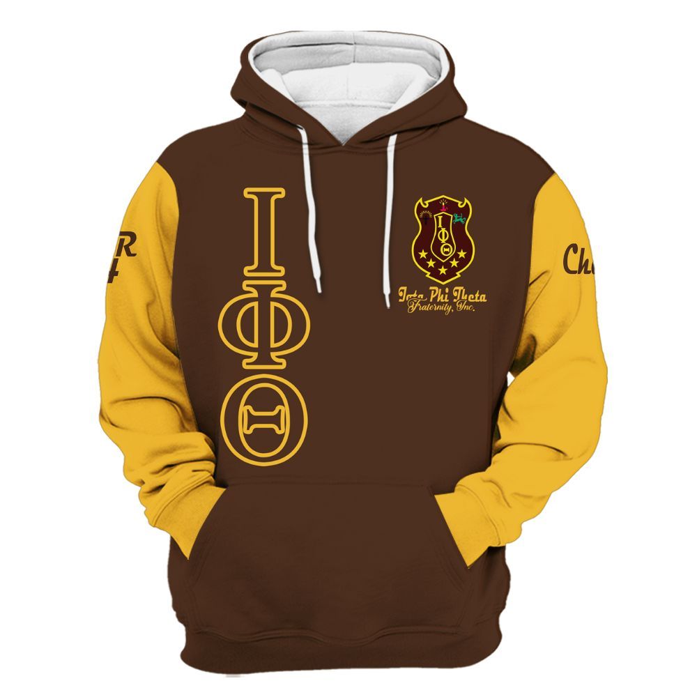Ireishprint Iota Phi Theta Custom Chapter Shirt, Personalized Charcoal Brown Shirt Iota Phi Theta 1963 Fraternity Hoodie