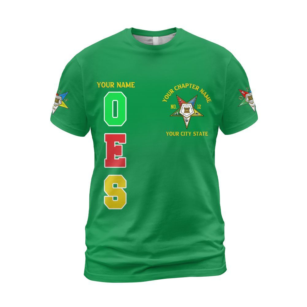 Ireishprint OES Custom Custom Legacy Shirt, Customize Color Block Green Order Of The Eastern Star OES Shirt