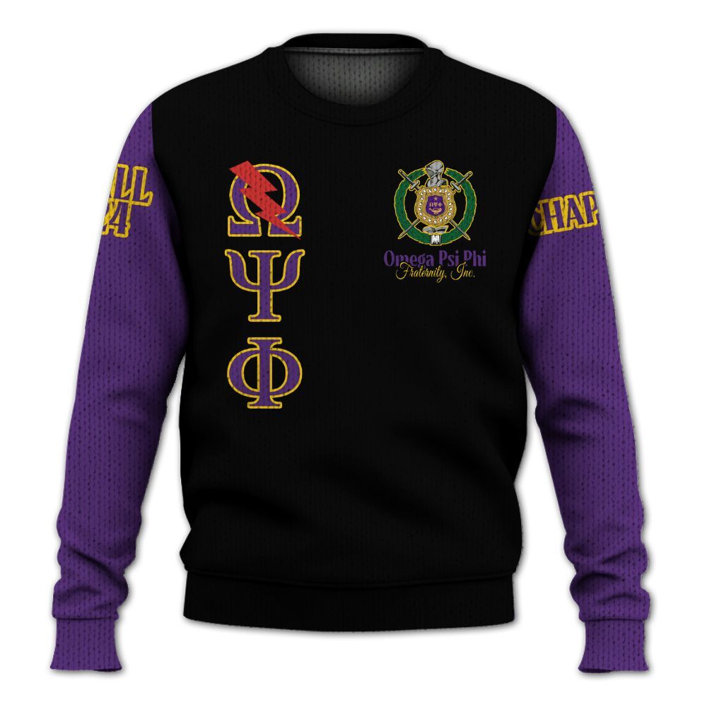 Ireishprint ΩΨΦ Custom Chapter Shirt, Personalized Black Shirt ΩΨΦ 1911 Fraternity Knitted Sweater