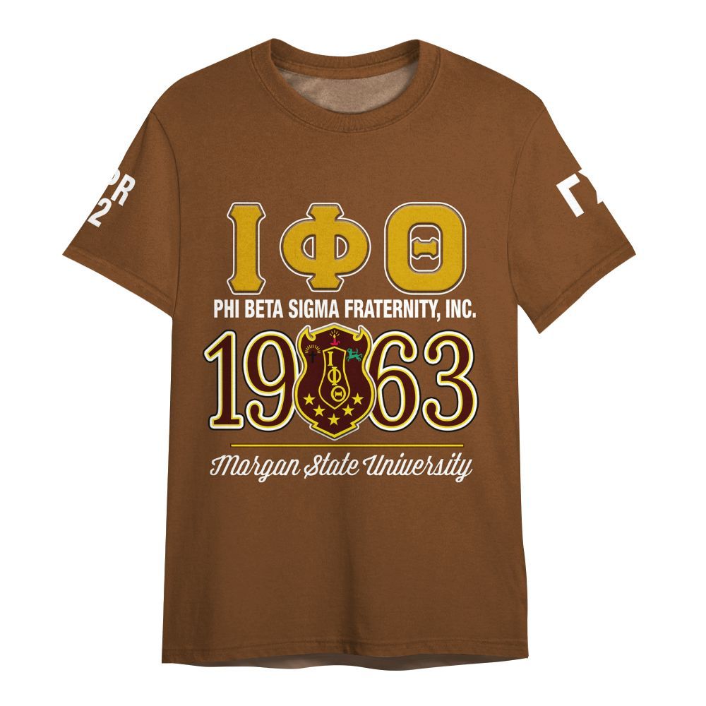 Ireishprint Iota Phi Theta Custom Probate Line Shirt, Personalized Charcoal Brown ΙΦΘ Lettered Fraternity Shirt