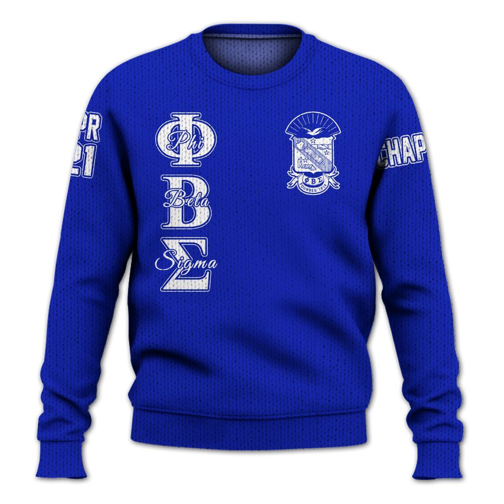 Ireishprint ΦΒΣ Custom Chapter Shirt, Personalized Royal Blue Shirt 1914 Fraternity Knitted Sweater