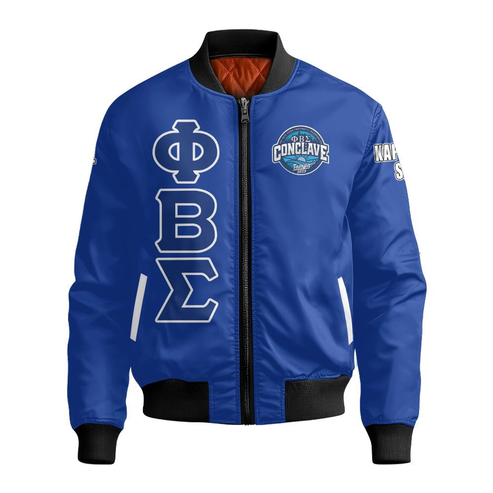 Ireishprint Phi Beta Sigma Custom Chapter Bomber Jacket, Personalized Conclave 2025 Phi Beta Sigma Fraternity Bomber Jacket