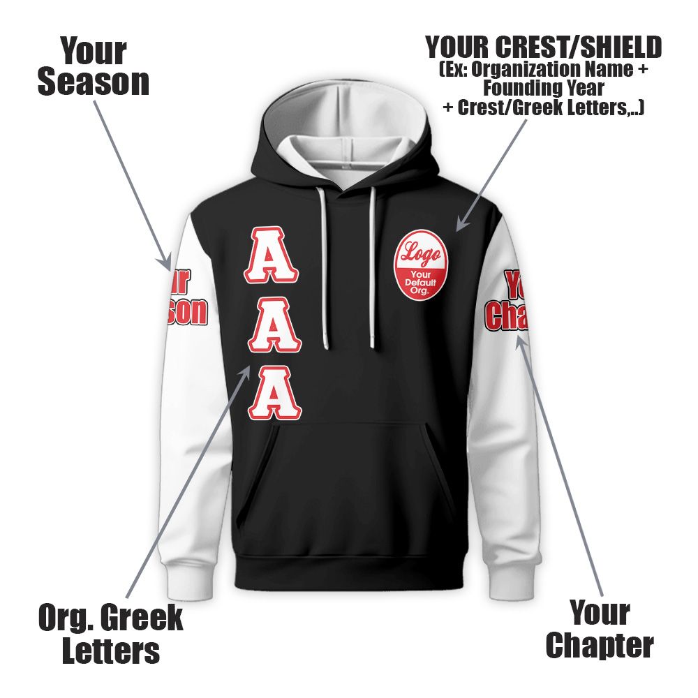 Custom Chapter Hoodie, Delta Sigma Theta White Sleeve 1913 Sisterhood Sorority Hoodie