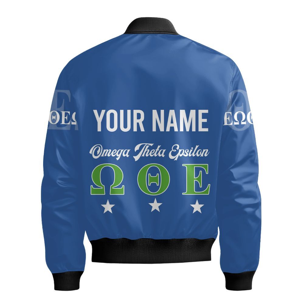 Ireishprint Omega Theta Epsilon Custom Name Varsity Jacket, Omega Theta Epsilon Fraternity Text Style Custom Name Jacket Fraternity Bomber Jacket