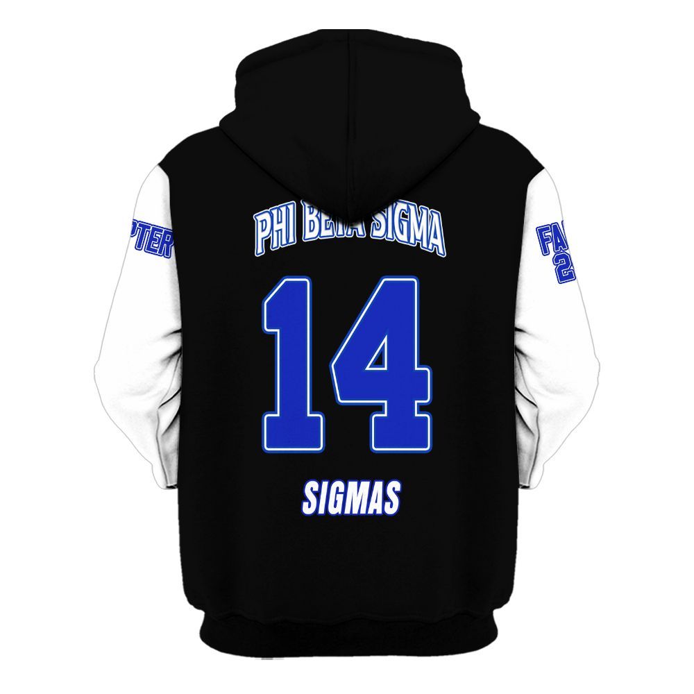 Ireishprint ΦΒΣ Custom Chapter Shirt, Personalized Black White Sleeve 1914 Fraternity Hoodie