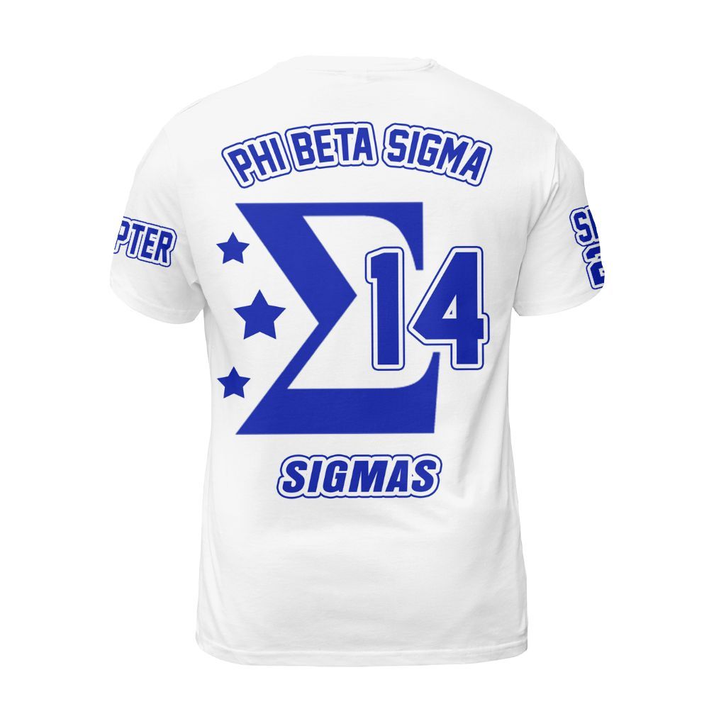 Ireishprint ΦΒΣ Custom Chapter Shirt, Personalized Three Stars White Royal Blue Shirt 1914 Fraternity Shirt