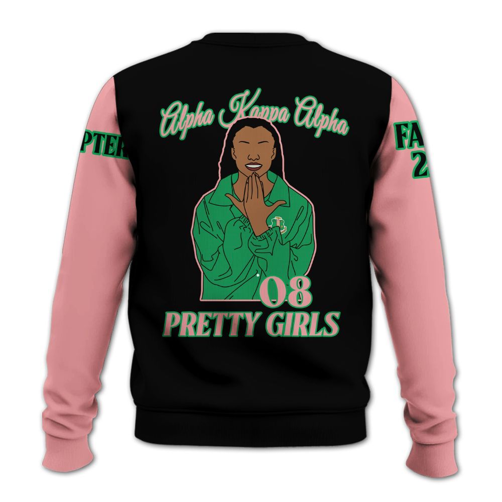 Ireishprint A.K.A Custom Chapter Shirt, Personalized Black Mix Salmon Pink Shirt A.K.A Sorority Sweatshirt