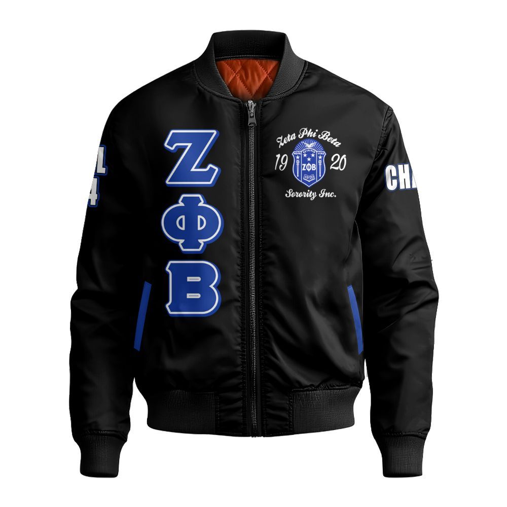 Ireishprint Zeta Phi Beta Custom Chapter Shirt, Zeta Queen Z Phi B Black 1920 Sorority Bomber Jacket