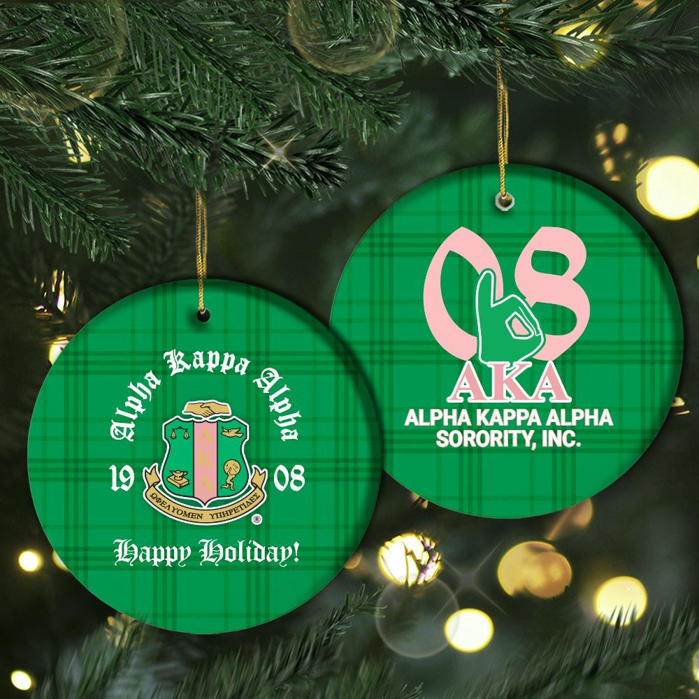 Ireishprint A.K.A Ceramic Ornament, Handsign Inspired Apple Green 1908 Sorority Christmas Ornament