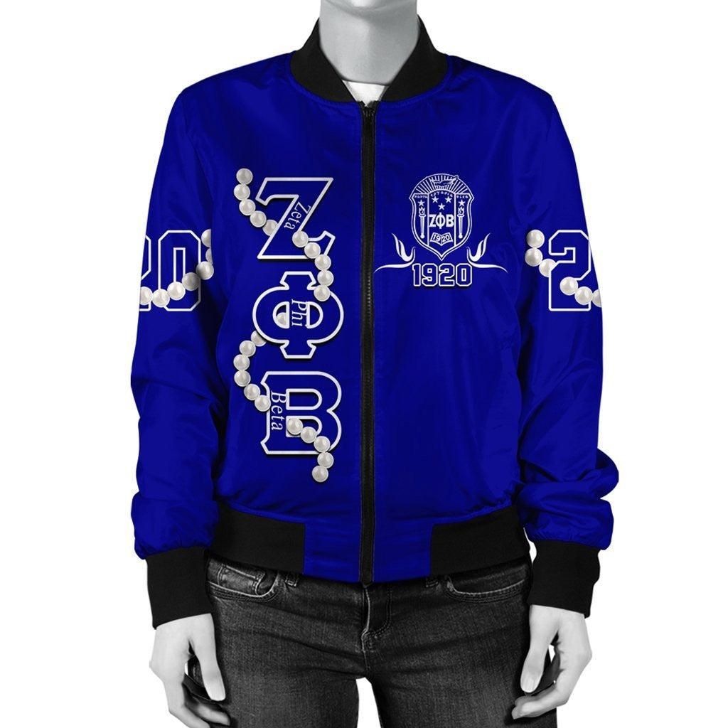 Zeta Phi Beta Pearl Blue Bomber Jacket