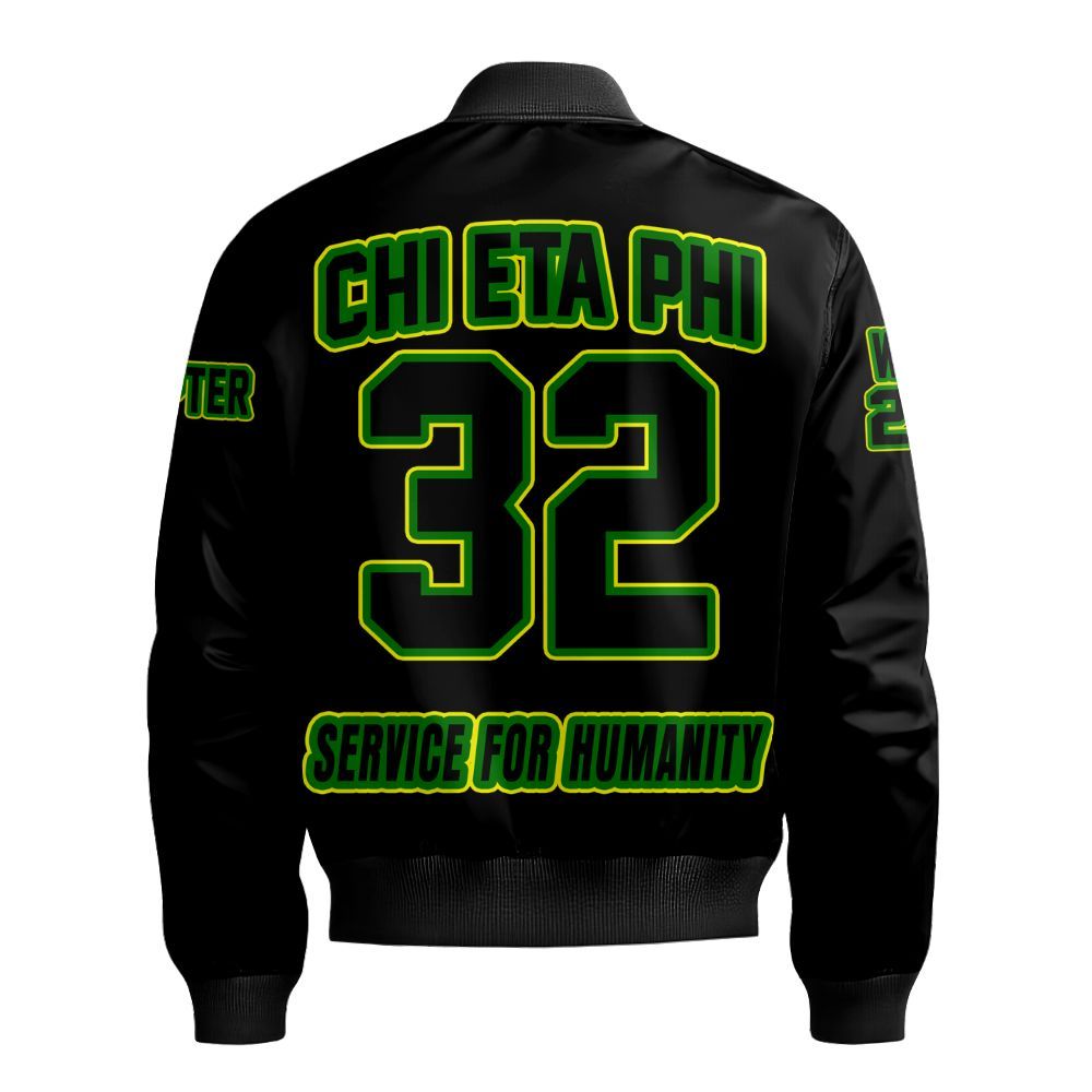 Ireishprint Chi Eta Phi Custom Chapter Varsity Jacket, Personalized Black Varsity Jacket Chi Eta Phi Sorority Bomber Jacket