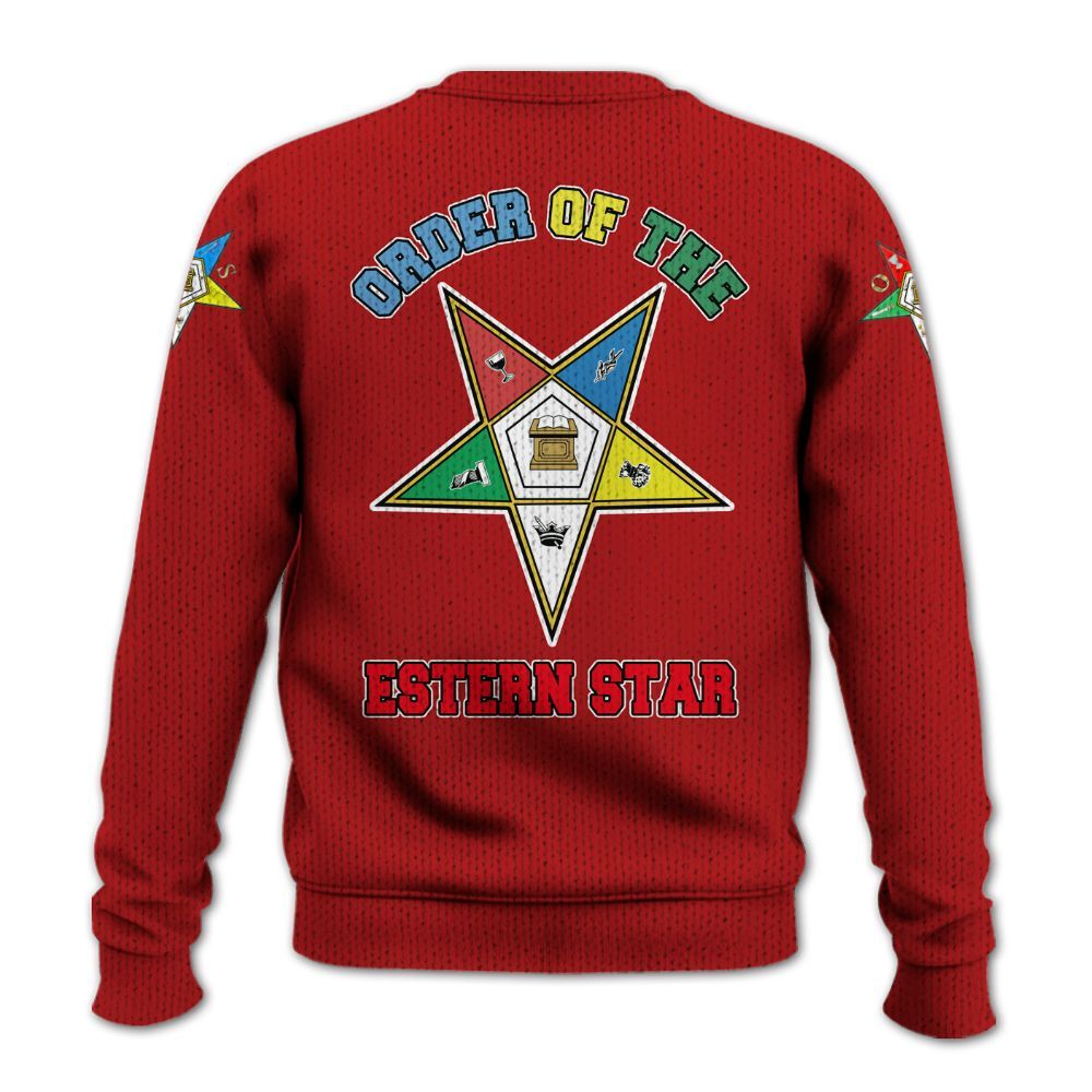 Ireishprint OES Custom Custom Legacy Shirt, Customize Color Block Red Order Of The Eastern Star OES Sorority Knitted Sweater