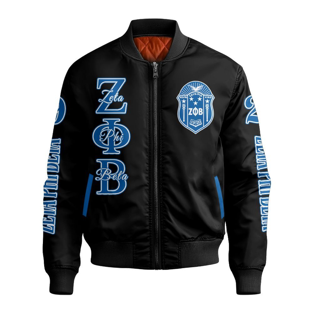 Ireishprint Zeta Phi Beta Varsity Jacket, Hand Sign Black Varsity Jacket Zeta Phi Beta Sorority Bomber Jacket