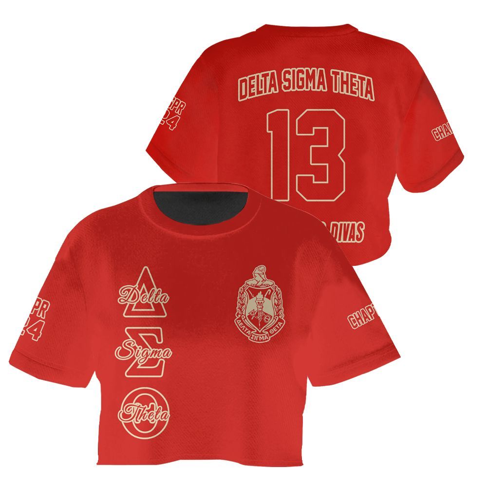Ireishprint Delta Sigma Theta Custom Chapter Crop Shirt, Personalized Crimson Delta Sigma Theta Sorority Crop Top 3D