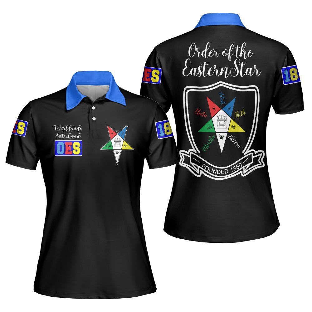 Ireishprint OES Polo Shirt, Black Shield Order Of The Eastern Star OES Polo Shirt Sorority Polo Shirt