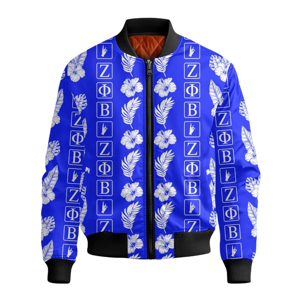 Ireishprint Zeta Phi Beta Hawaii Shirt, Tropical Hawaii Shirt Zeta Phi Beta Sorority Bomber Jacket