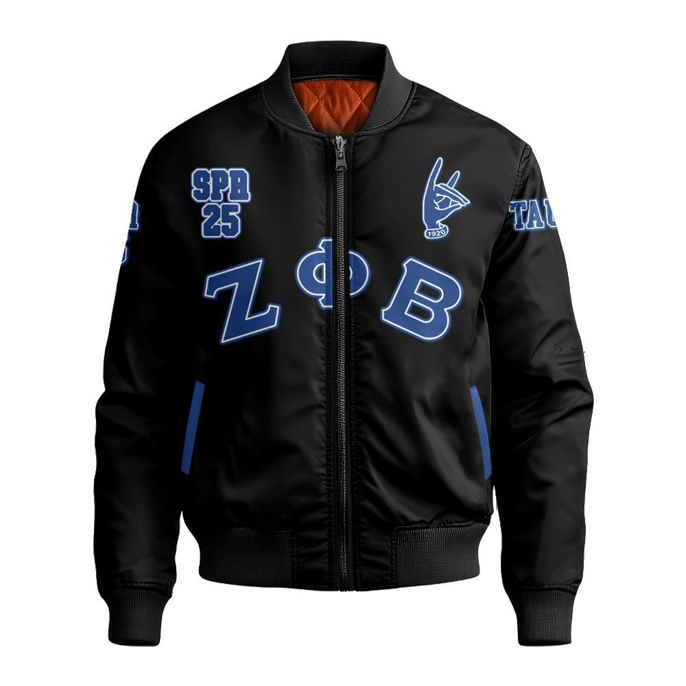 Ireishprint Zeta Phi Beta Custom Chapter Shirt, Personalized Your Z Phi B HandSign Black Shirt 1920 Zeta Phi Beta Sorority Bomber Jacket