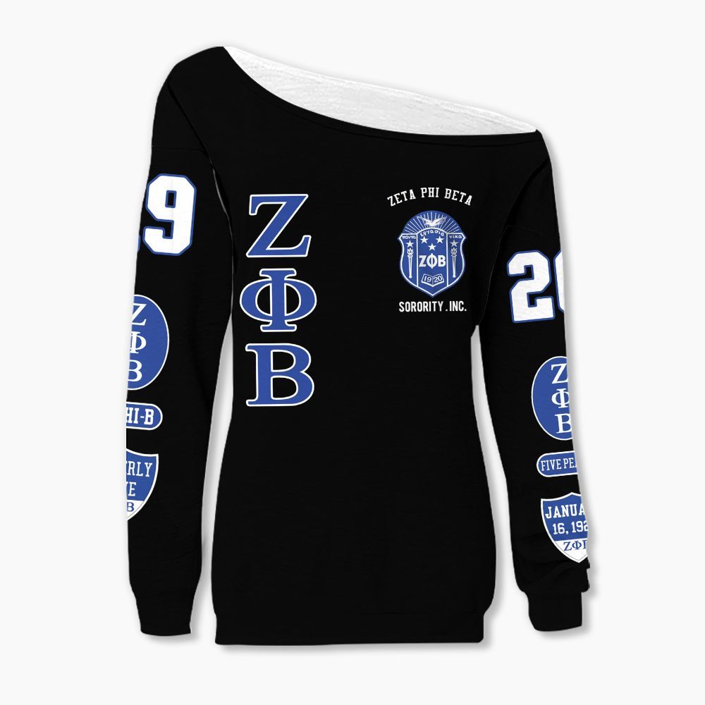 Ireishprint Zeta Phi Beta Off Shoulder Sweatshirt, Zeta Phi Beta Dove Z-phi-B Zeta Phi Beta Sorority Off Shoulder Sweatshirt