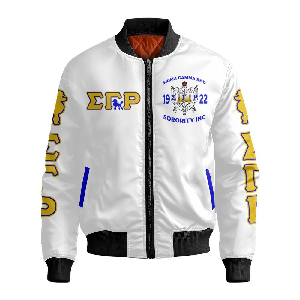 Ireishprint Sigma Gamma Rho Varsity Jacket, Pretty Poodles 1922 Jacket Sigma Gamma Rho Sorority Bomber Jacket