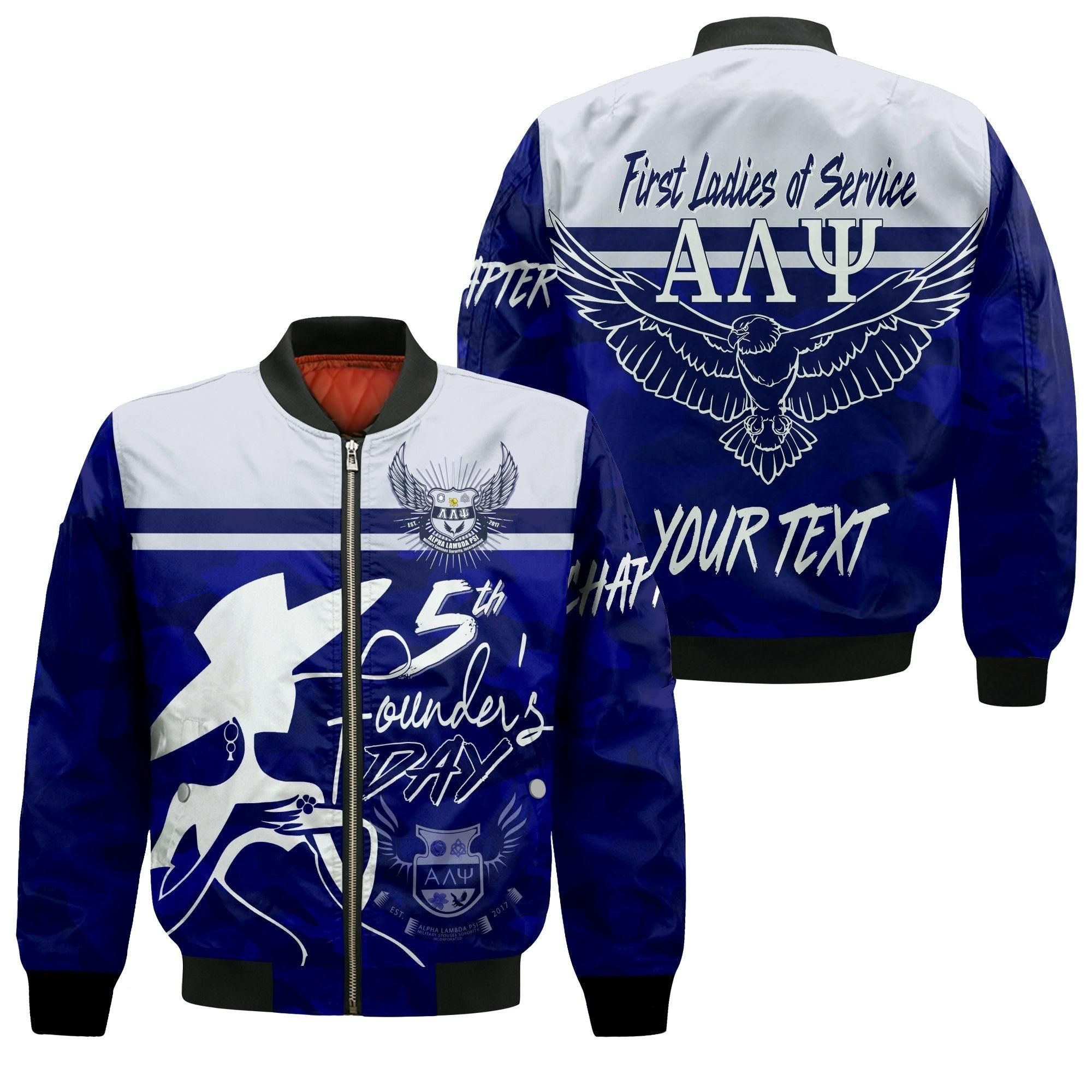 Alpha Lambda Psi Military Spouses Personalised Bomber Jacket 5th Founders Day Celebration LT7