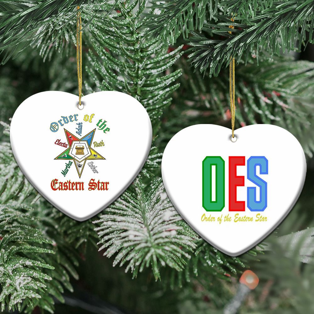 Ireishprint OES Ceramic Ornament, Letters Order Of The Eastern Star Multi-Color Star Xmas Ornament