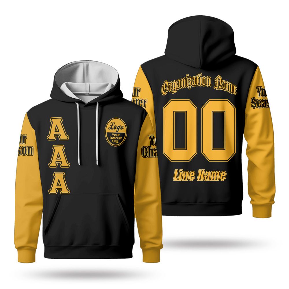 Custom Chapter Hoodie, Alpha Phi Alpha Old Gold Sleeve Black 1906 Fraternity Hoodie