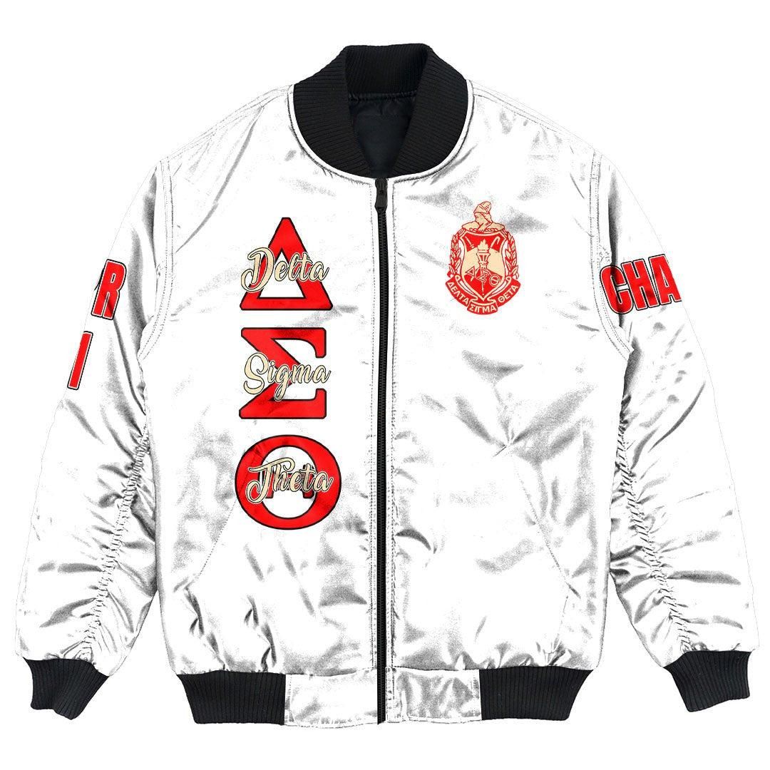 Personalized Delta Sigma Theta White Bomber Jacket