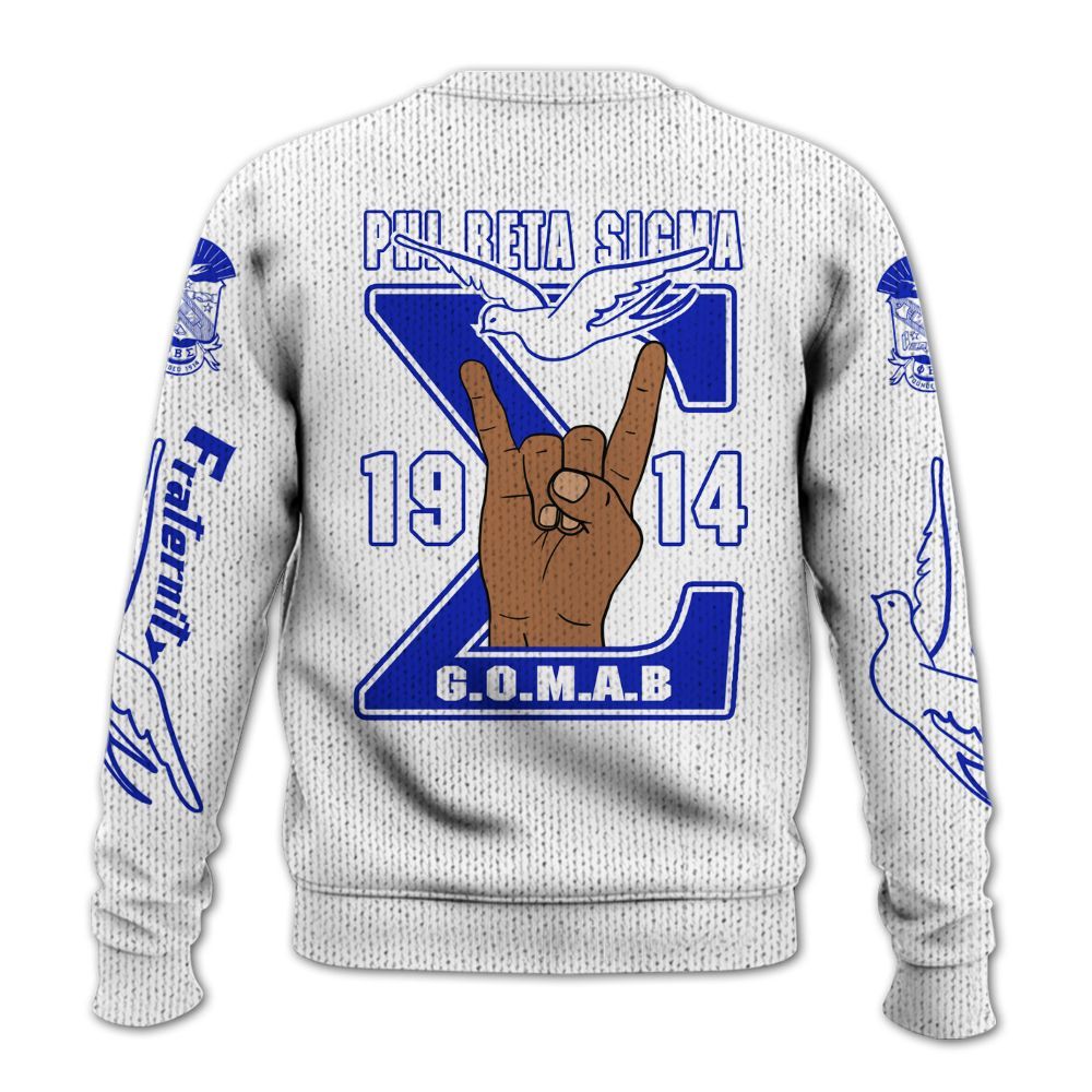 Ireishprint ΦΒΣ Shirt, Dove Hand Sign White Shirt ΦΒΣ Fraternity Knitted Sweater