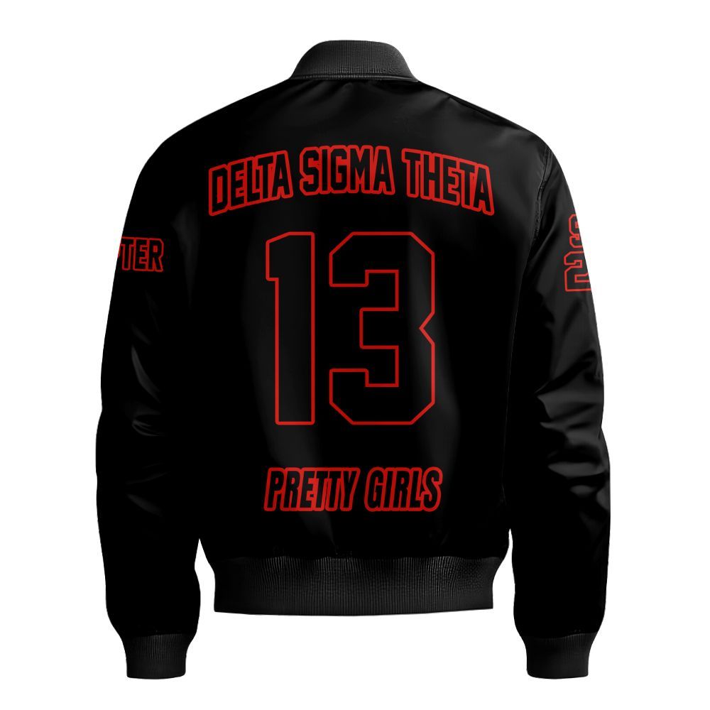 Ireishprint Delta Sigma Theta Custom Chapter Shirt, Personalized Black Shirt Delta Sigma Theta Sorority Bomber Jacket