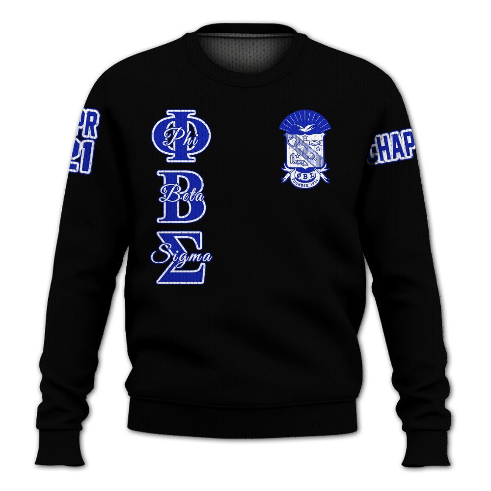 Ireishprint ΦΒΣ Custom Chapter Shirt, Personalized Black Royal Blue Shirt 1914 Fraternity Knitted Sweater