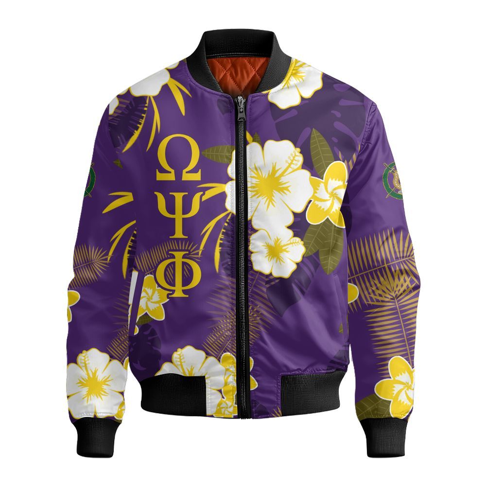 Ireishprint ΩΨΦ Hawaii Shirt, Hibiscus Flower Hawaii Shirt ΩΨΦ Fraternity Bomber Jacket