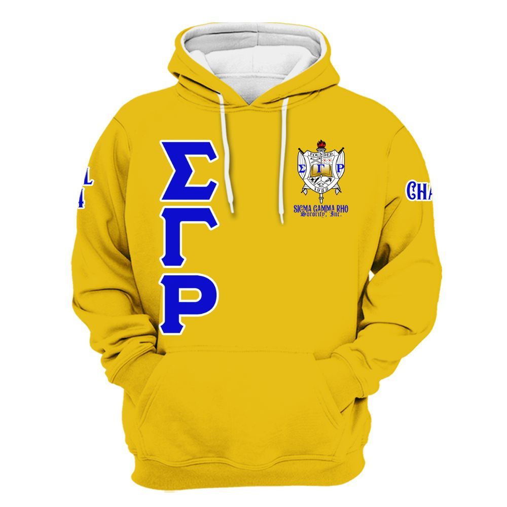 Ireishprint Sigma Gamma Rho Custom Chapter Shirt, Personalized Gold Shirt Sigma Gamma Rho 1922 Sorority Hoodie